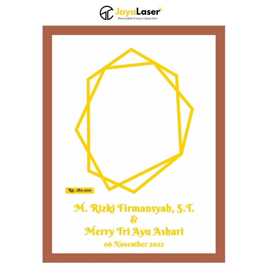Bahan Mahar Full Akrilik Mirror Gold - Hexagon