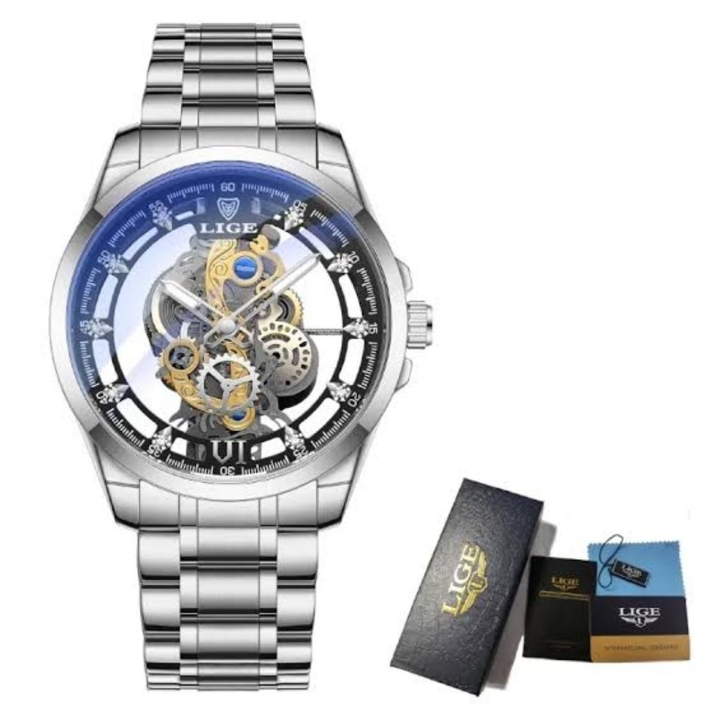 lige skeleton watch jam tangan transparan