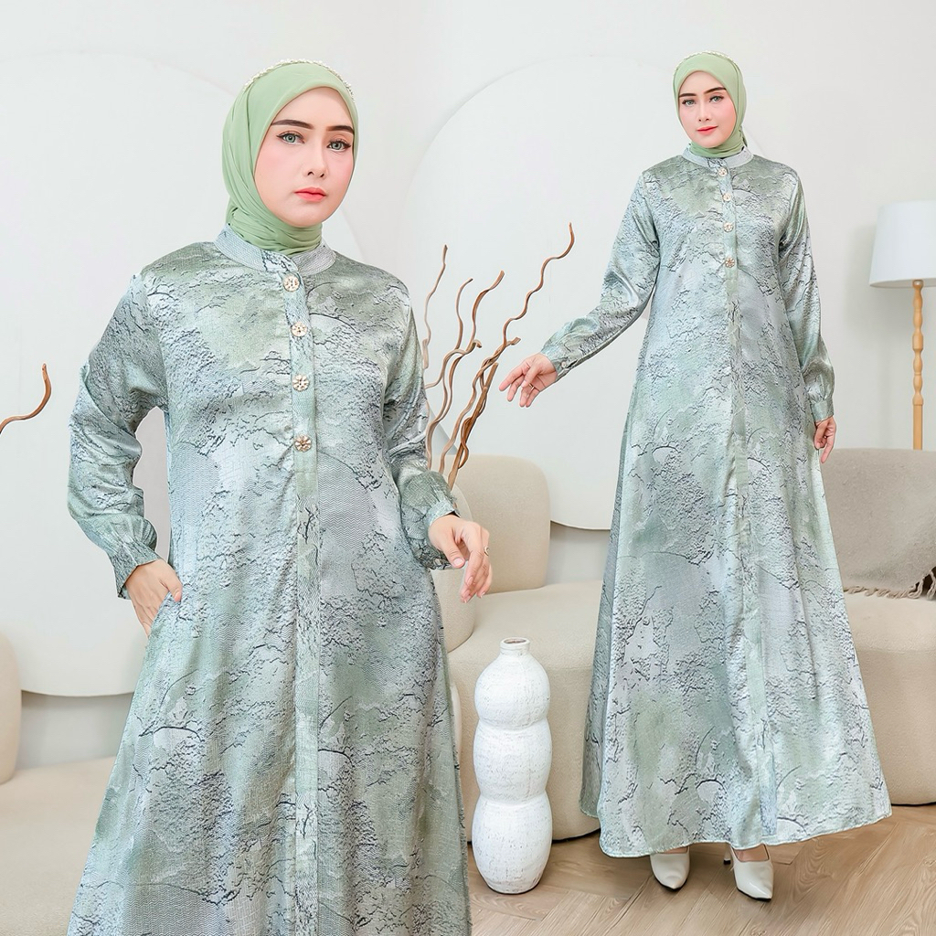 AM - Lanisya Dress Armani Silk / Gamis Armani Silk Printing / Gamis Silk Favorite