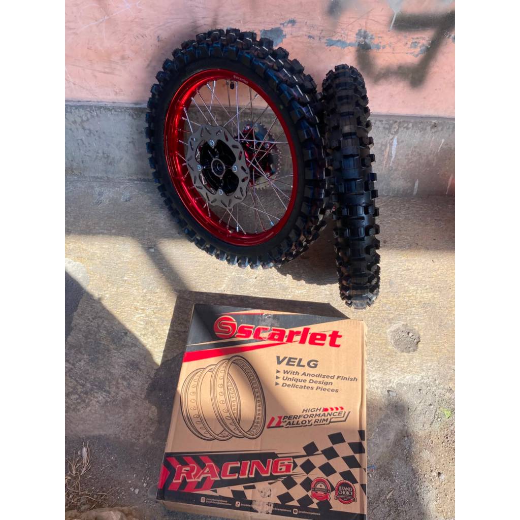 Roda Set RBT Trabas CRF 150 Ring 17 Velg scarlet Ban Trabas Baru Plus Piringan & Gear