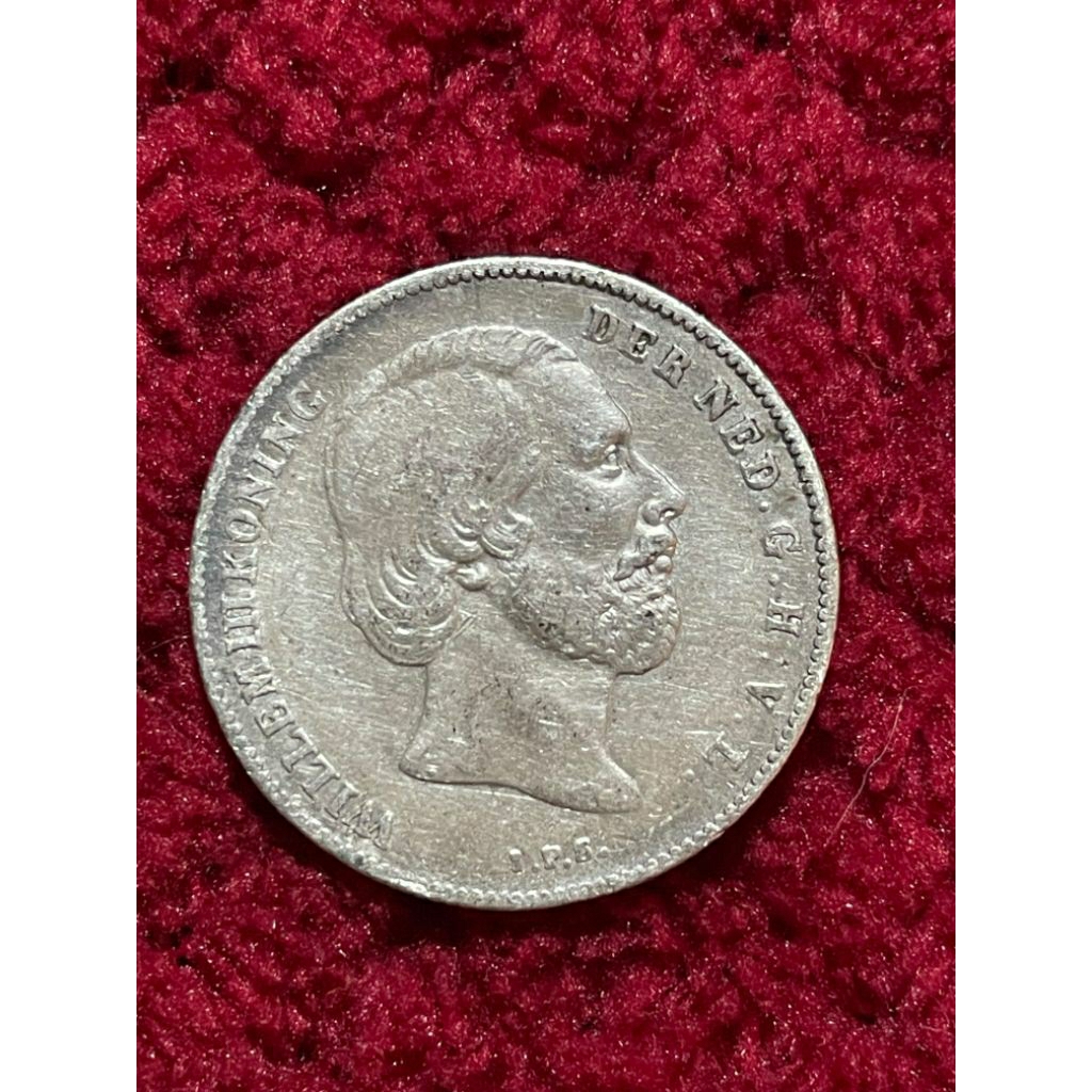 Koin Perak Kuno Asli 1/2 Gulden Willem III / 3 1861