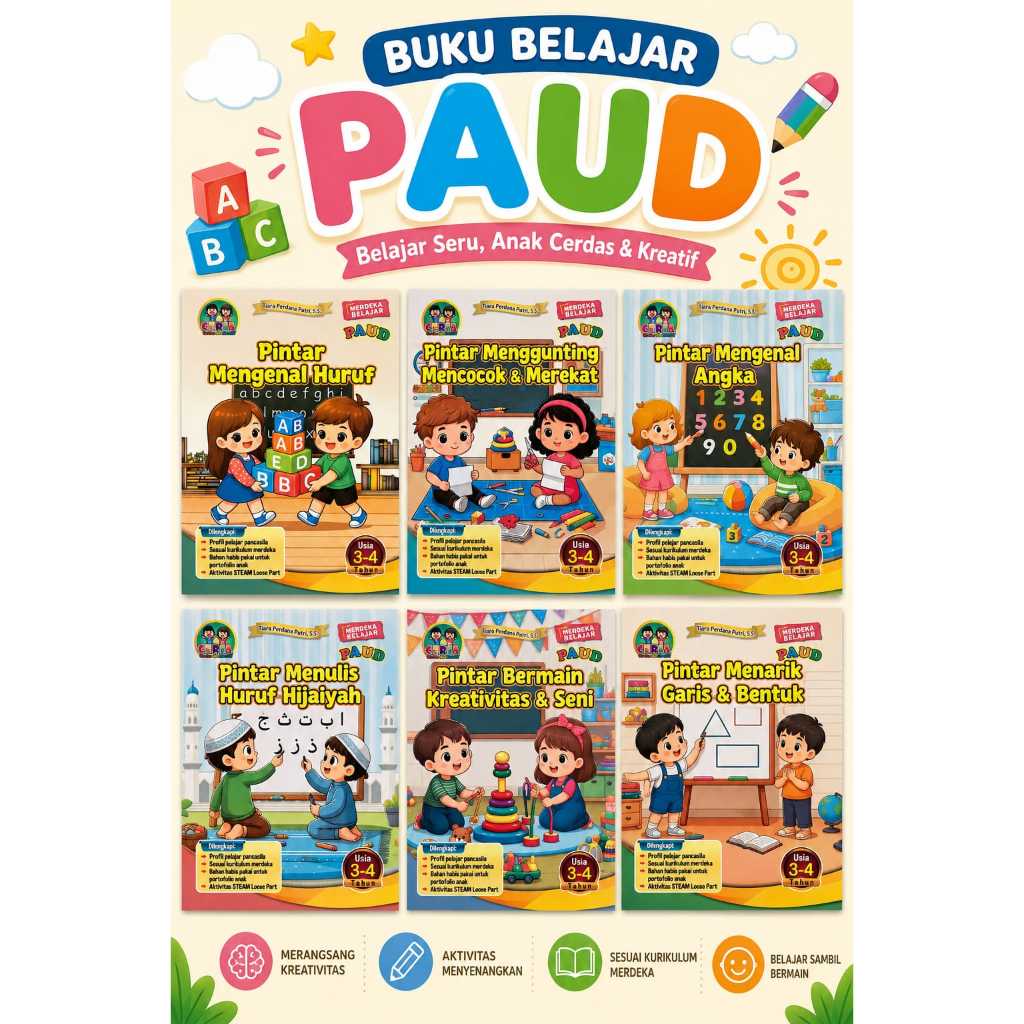 Buku LKS TK PAUD Ceria Full Colour | Kurikulum Merdeka | Buku Pintar Anak