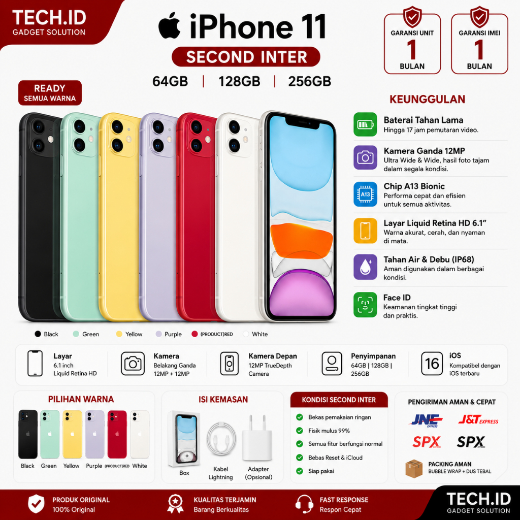 iPhone 11 Second Original Like New Bekas Original 100% Seken Apple Mulus Normal Fullset Iphone