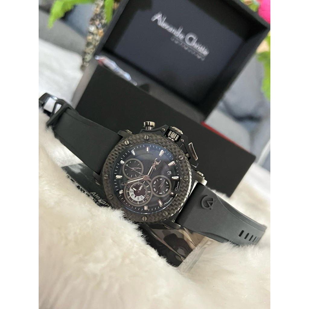 Dijual Jam Tangan Sporty AC Collection, AC 9205 MC Hitam Carbon Rubber