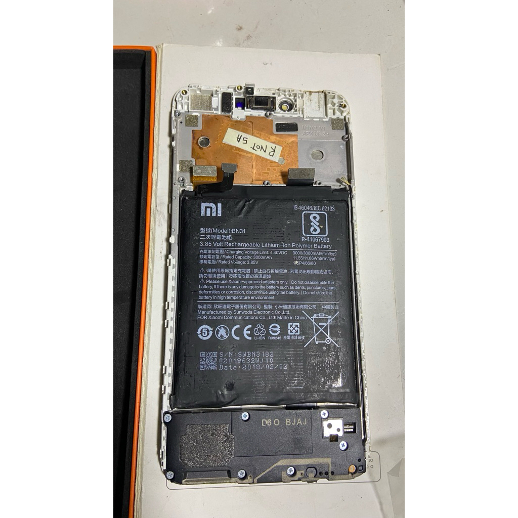 frem dan batre dan mesin bawah redmi note 5A bonus LCD mati