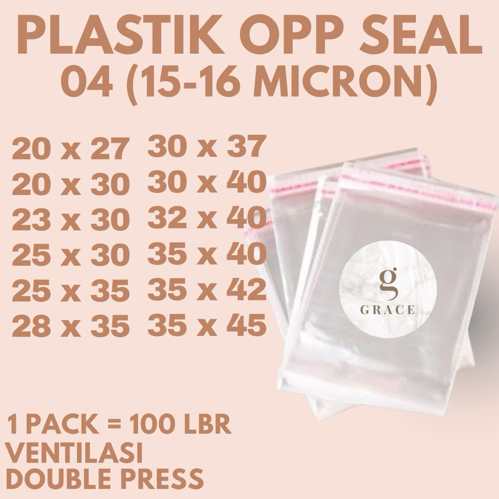 PLASTIK OPP KETEBALAN 04 MURNI GARMEN 20x27 20x30 23x30 25x30 25x35 28x35 30x37 30x40 32x40 35x40 35