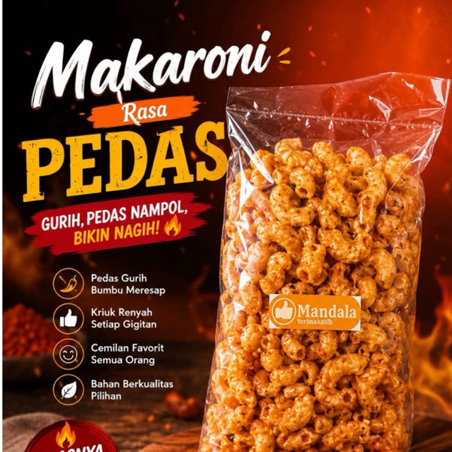 MANDALA SNACK - Cemilan Makaroni Rasa Pedas 250 Gr