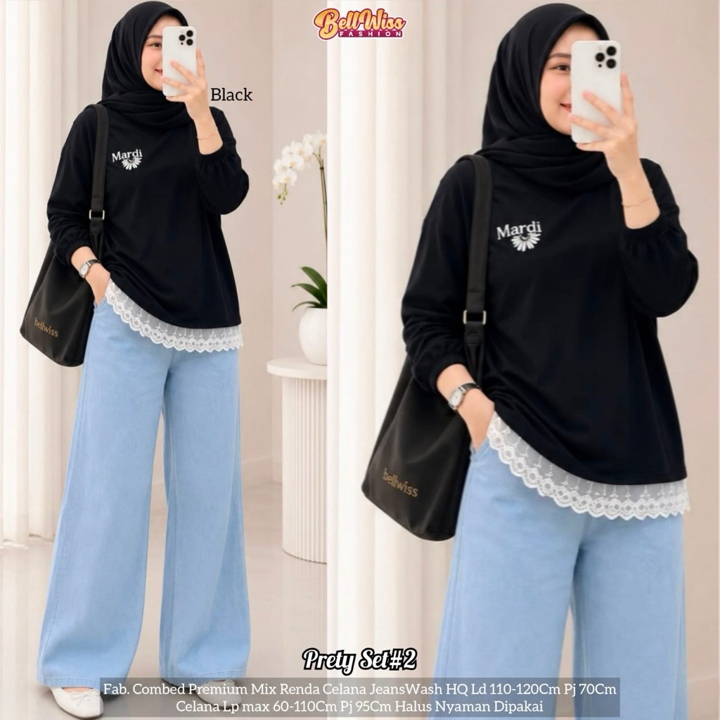 Setela Baju Wanita Kaos dan Celana Jeans Lizie Sintia Zalika Broklyn Cavelia Civoka Wonna Geisa Risk