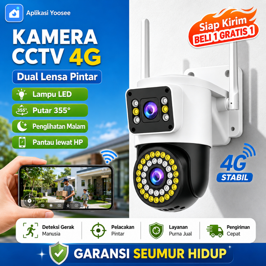 CCTV YOOSEE  camera outdoor 8MP HD Panorama 360 °,dikontrol dari jarak jauh tanpa WiFi,dan disediaka