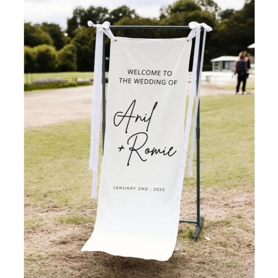 Welcome Sign Wedding Kain | Wedding Sign Estetik| Welcome Sign Custom Kain Tebal Premium