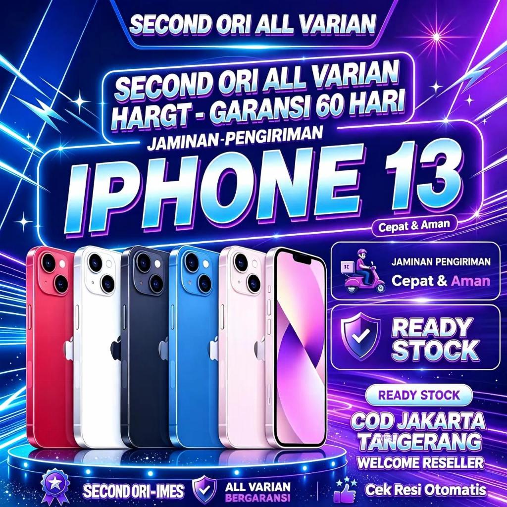 iPhone 13 Second Original Fullset - Baterai Sehat, iCloud Kosong, Garansi 1 Bulan