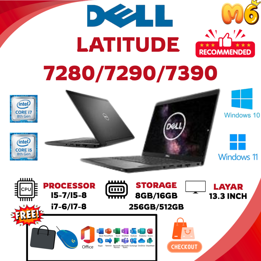 Laptop Dell Latitude 7280/7290/ 7390 | Core i7Gen8 | i5 Gen8 |  RAM 8GB / 16GB | SSD 256GB / 512GB |