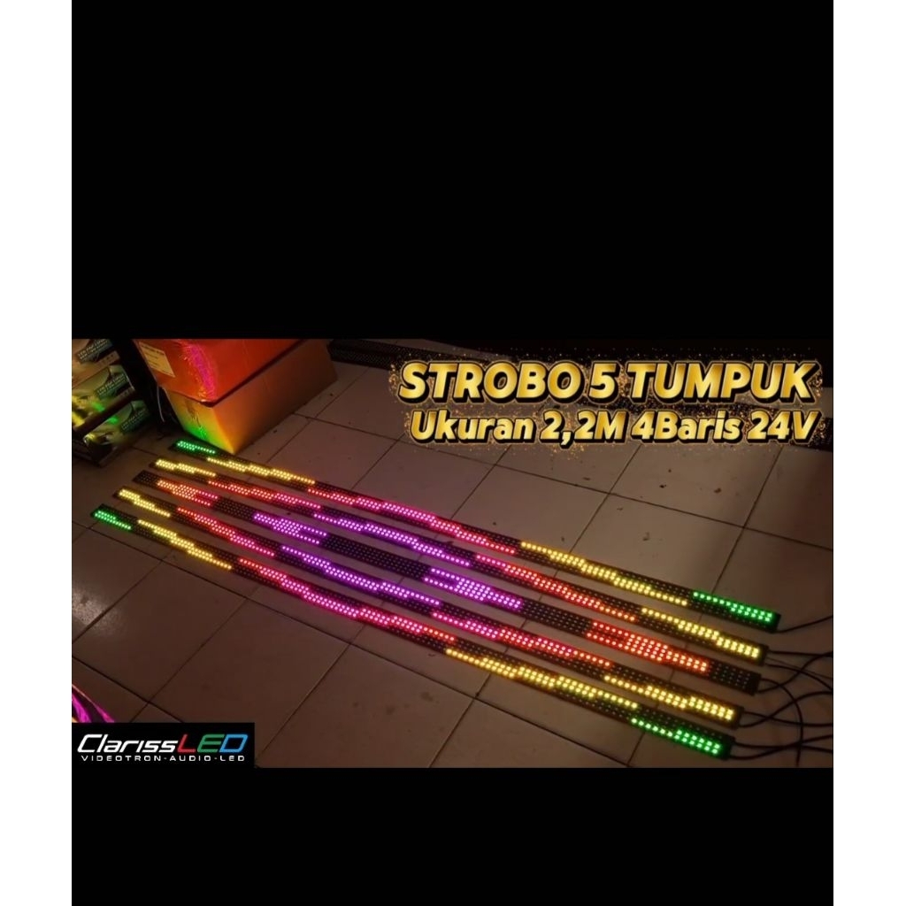 LAMPU STROBO 5TUMPUK 4-4-4-4-4 BARIS 2m & 2.2M 24V variasi kaca depan bus