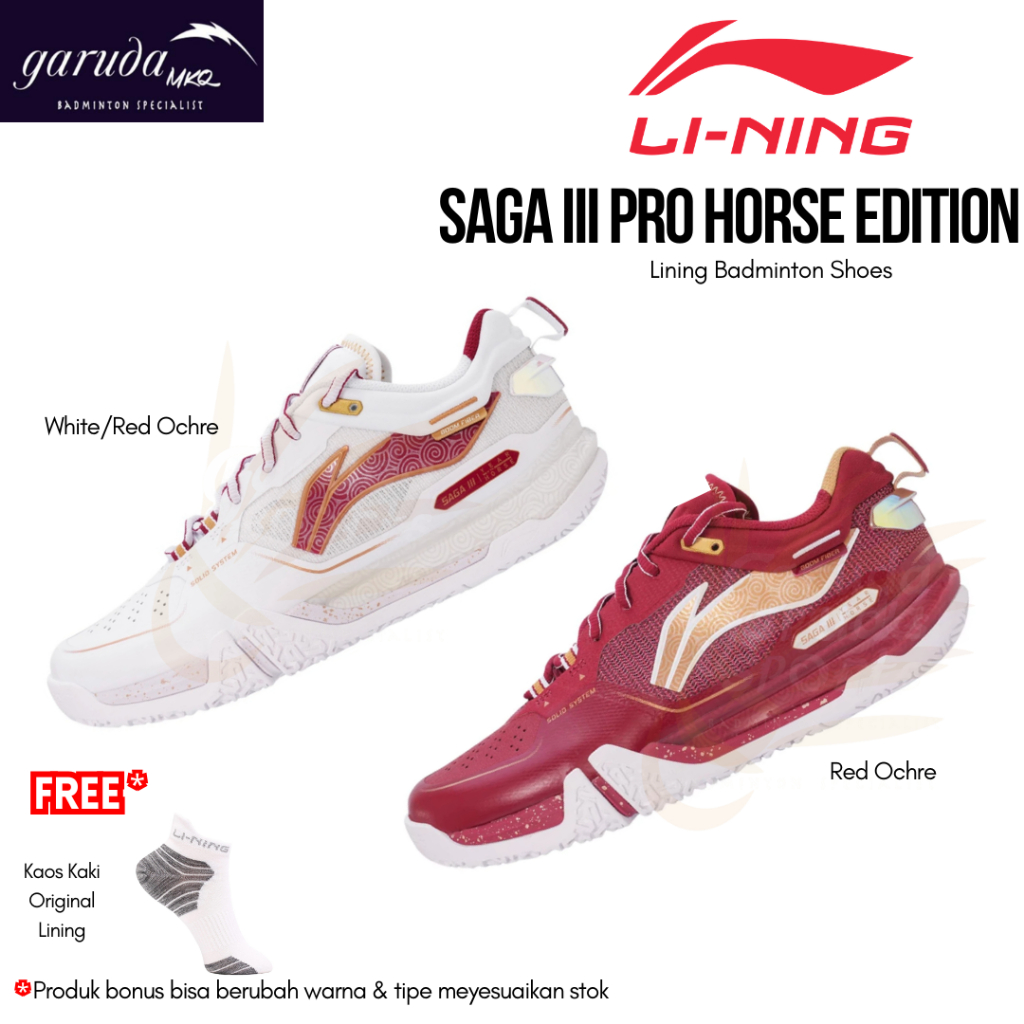 Lining Badminton Shoes Saga III Pro Horse Edition AYAW041 / Sepatu Badminton Lining SAGA 3 PRO AYAV 
