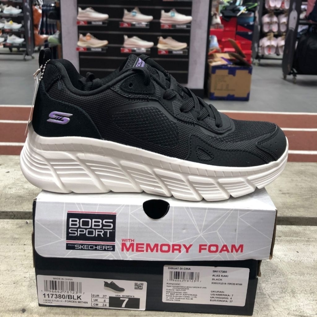 (size 36-40) Sepatu Skechers Bobs Flex Flying Hi Force Within - Black