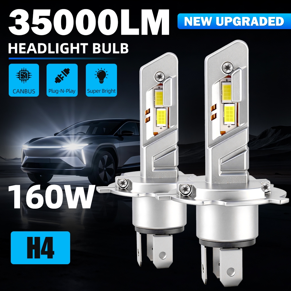 Roadsun Sepasang Lampu Depan LED H4 H11 9005 9006 H1 H7 35000LM 160W Super Terang Pendingin Tabung T