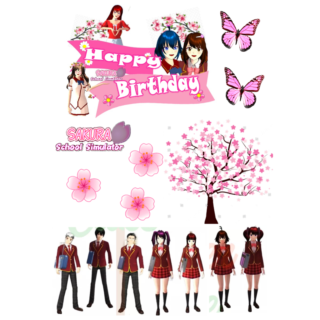 Topper Sakura School Simulator / Hiasan Cake Sakura School Simulator Custom Nama / Topper Murah Ekon