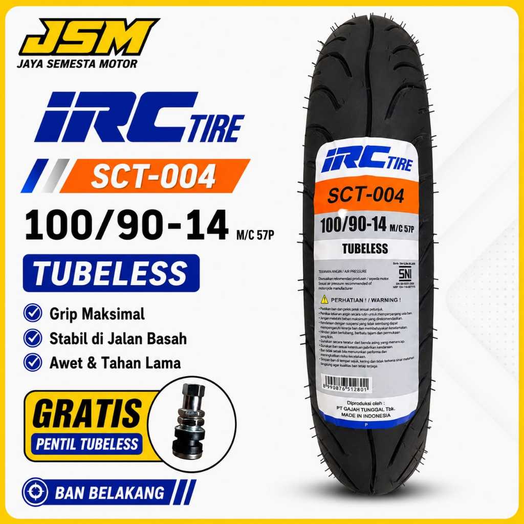 Ban Luar IRC SCT 004 TUBLES 100/90 Ring 14 Ban Belakang Vario 150, LEXi