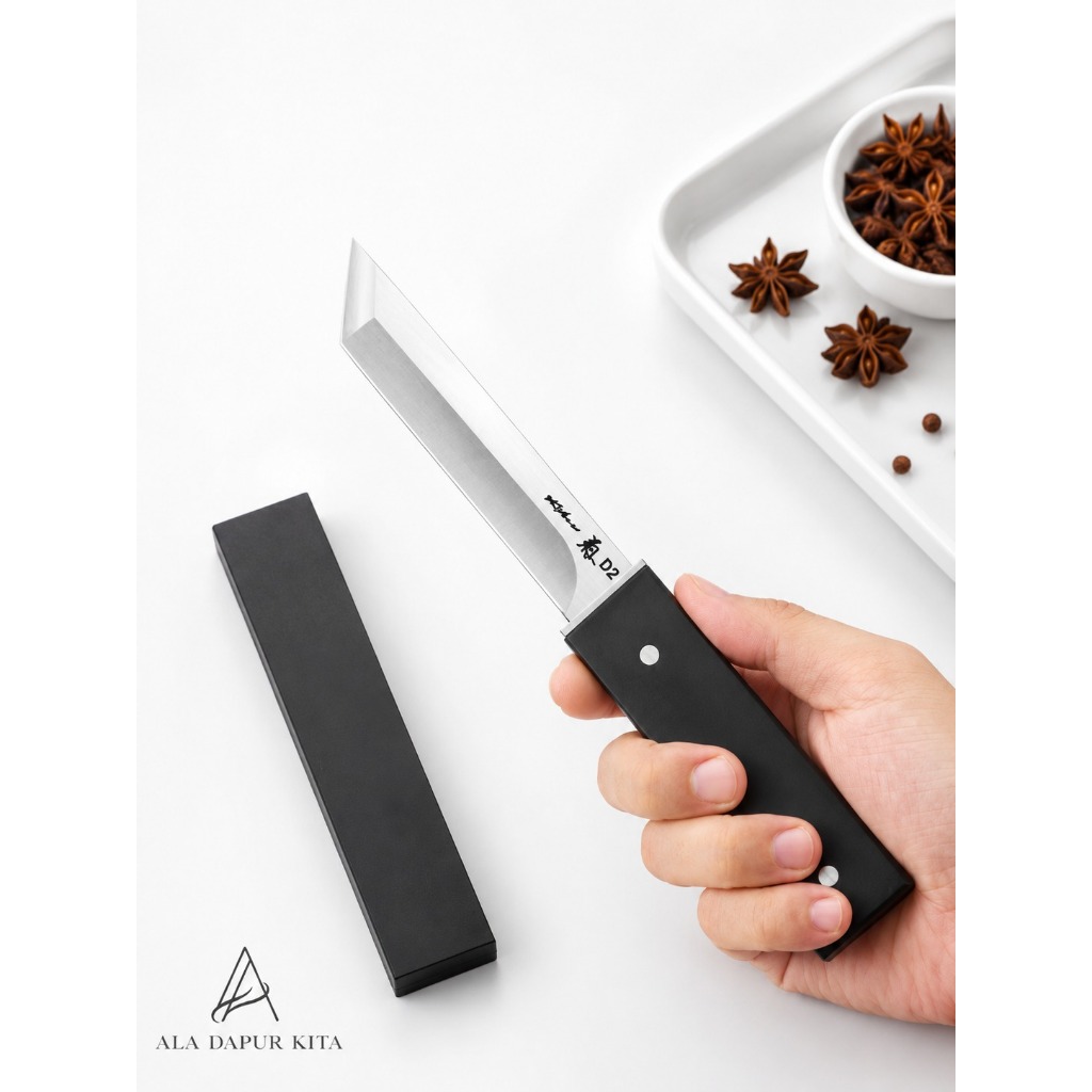 Sale Fixed Blade D2 Steel Japanese Tanto Knife Ebony Wood Pisau Jepang Cod
