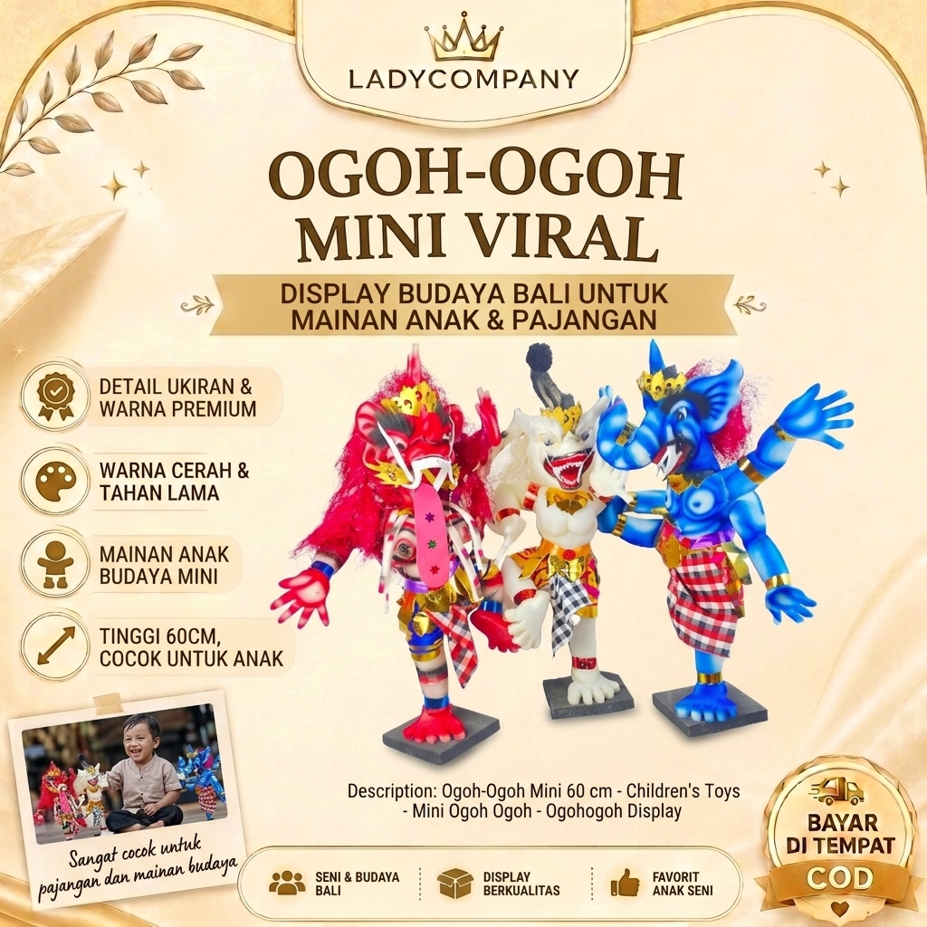 Ogoh-Ogoh Mini 60 cm- Mainan Anak-anak - Ogoh Ogoh Mini - Pajangan Ogohogoh - Ogoh Ogoh Ganesha - Og