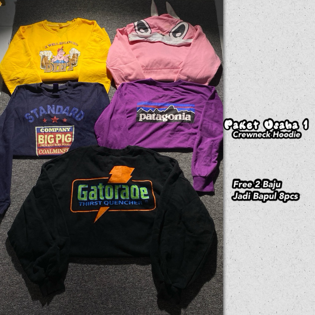 (Isi 7 Pcs) PU Crewneck/ Preloved Crewneck/ Paket Usaha Crewneck/ Paket Usaha Hoodie/ Preloved Hoodi