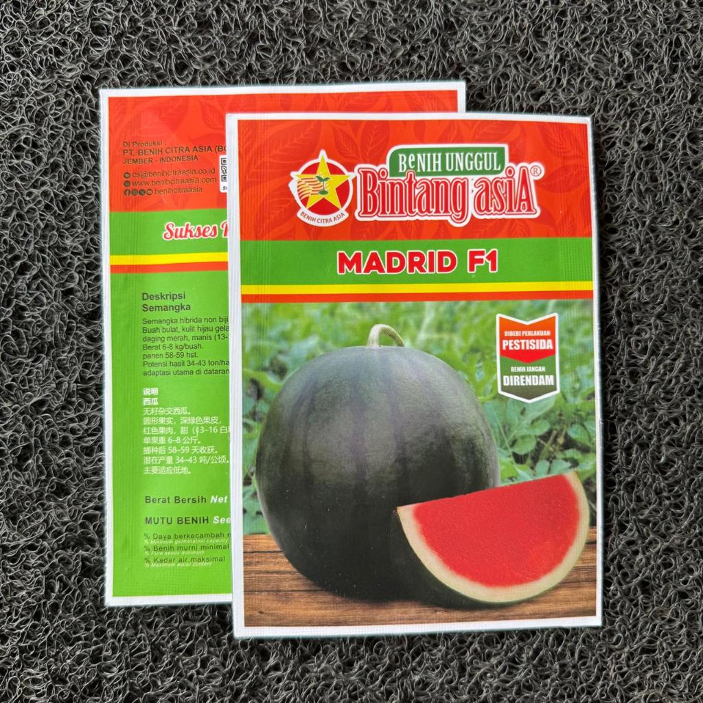 Benih,Bibit Semangka Madrid F1 kemasan 20 gr/Semangka Madrid Bintang Asia Semangka Non biji Hibrida