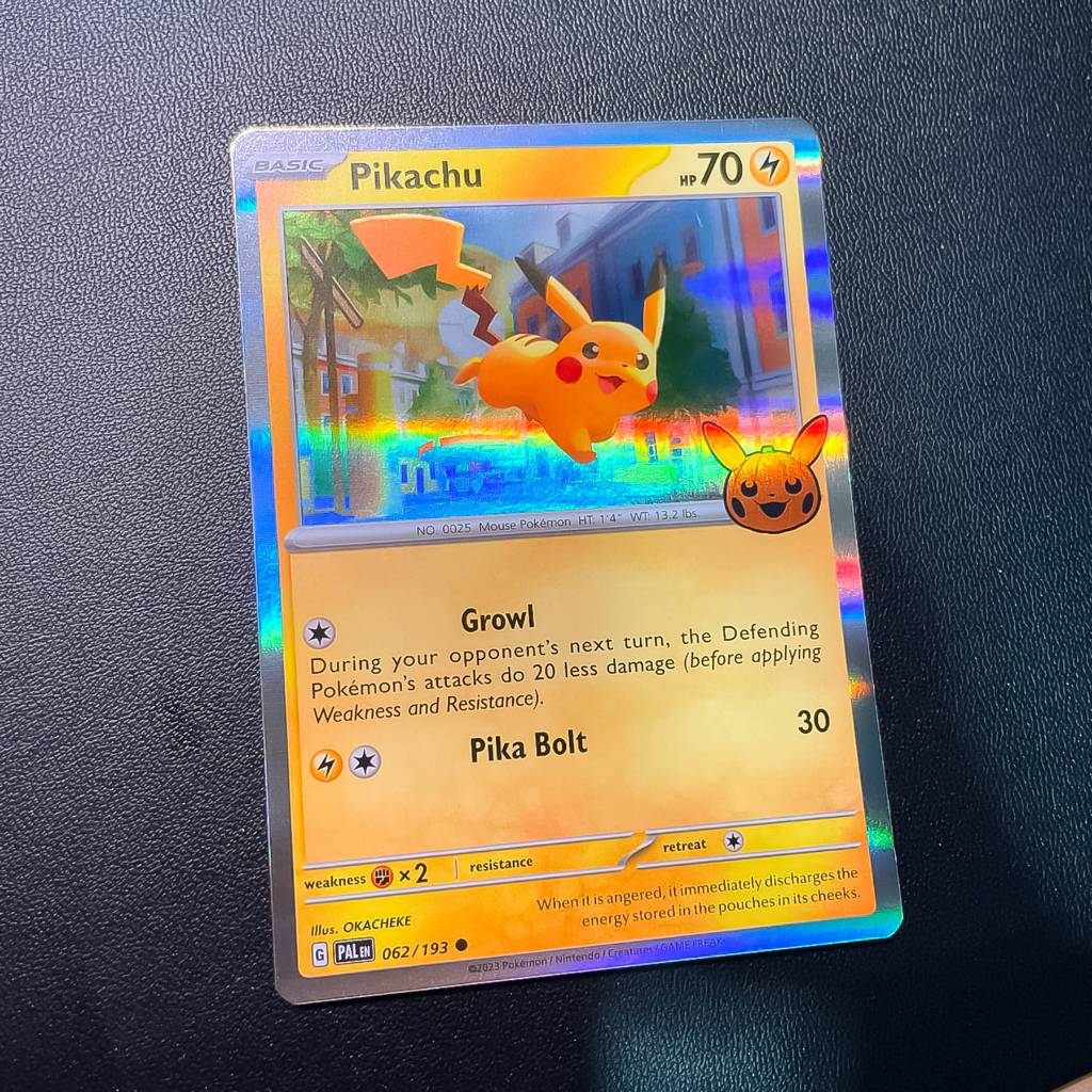 Pikachu Trick Or Trade 2023 Holo Stamped Pikachu Pumpkin 2023 062/193 rare English Mint Original TCG