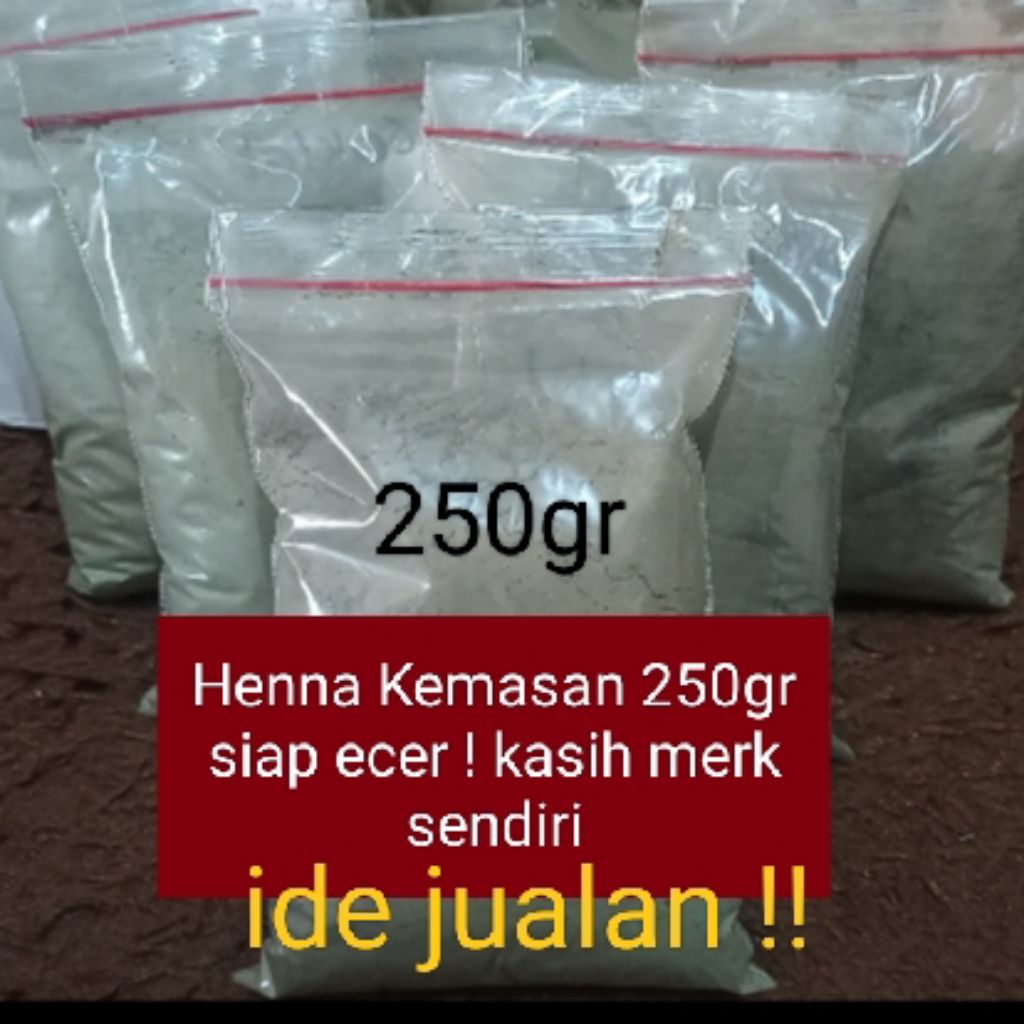 250gr KUTEK MUSLIM HENNA PACAR INAI BUBUK Termurah supliyer / hena polosan inaiku no branding / kute