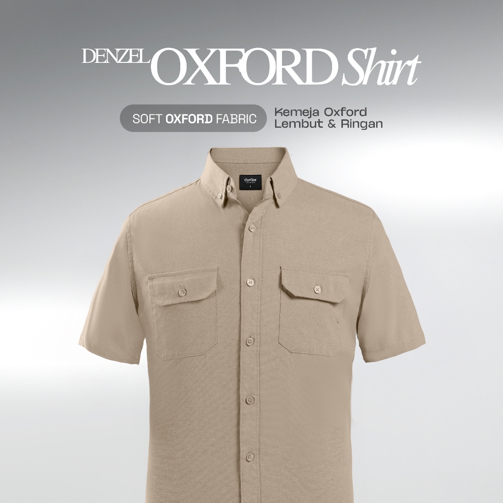 CUTOFF Denzel Oxford Workshirt Kemeja Kerja Polos Pria Pendek