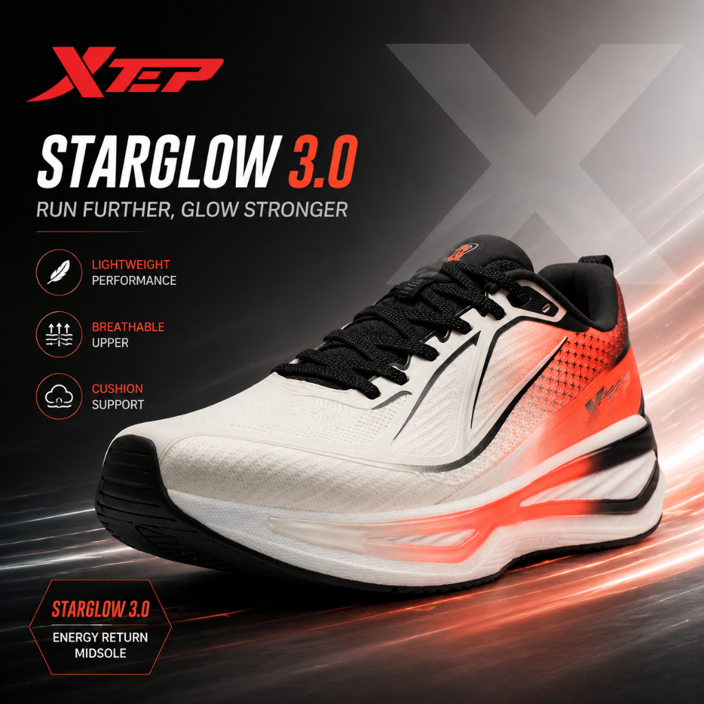 XTEP StarGlow 3.0 Sepatu Running Pria Original Lightweight Breathable Running Shoes Cushion Sport Sn
