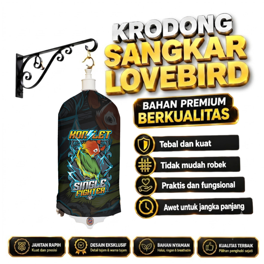 Krodong Lovebird Printing Konslet Single Fighter - Kerodong Sangkar Burung Kapsul Full Print Premium