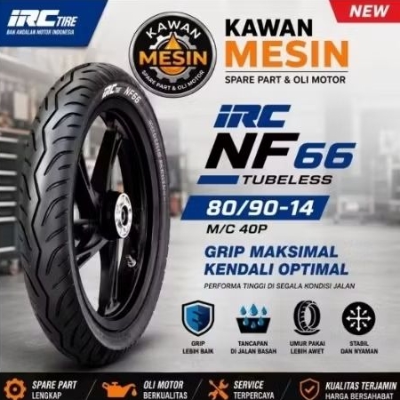 BAN LUAR TUBELESS IRC 80/90-14 NF66