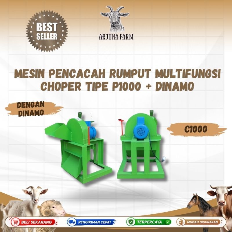 Mesin Pencacah Rumput Multifungsi Choper Tipe P1000 + DINAMO