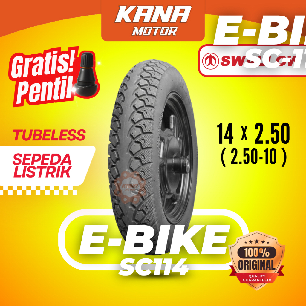 BAN LUAR SWALLOW MOTOR SEPEDA LISTRIK ELECTRIC BIKE VOLTRAX TUBELESS SC114 250-10 14 x 250 SWALLOW O