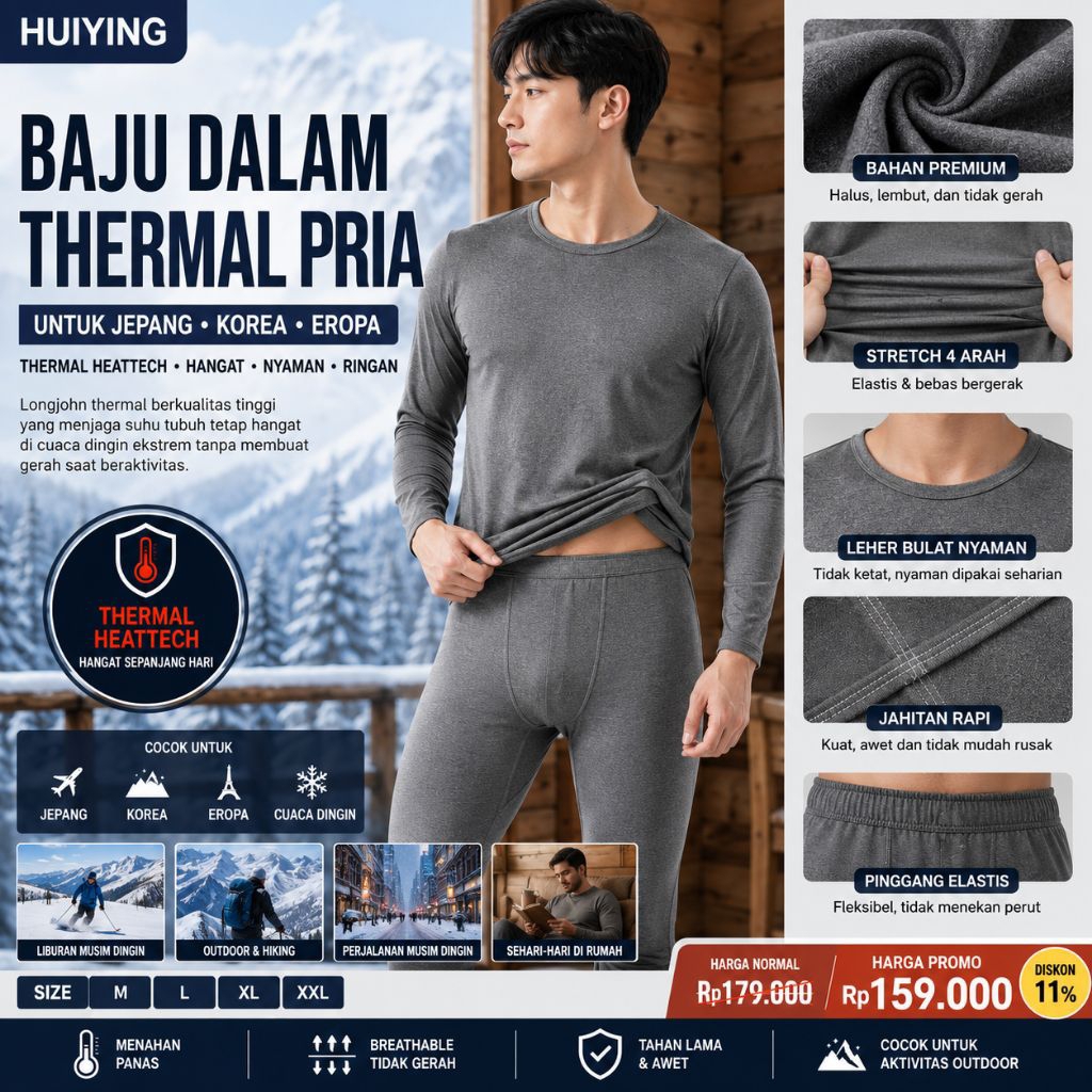 Baju Dalam Thermal Hangat Pria