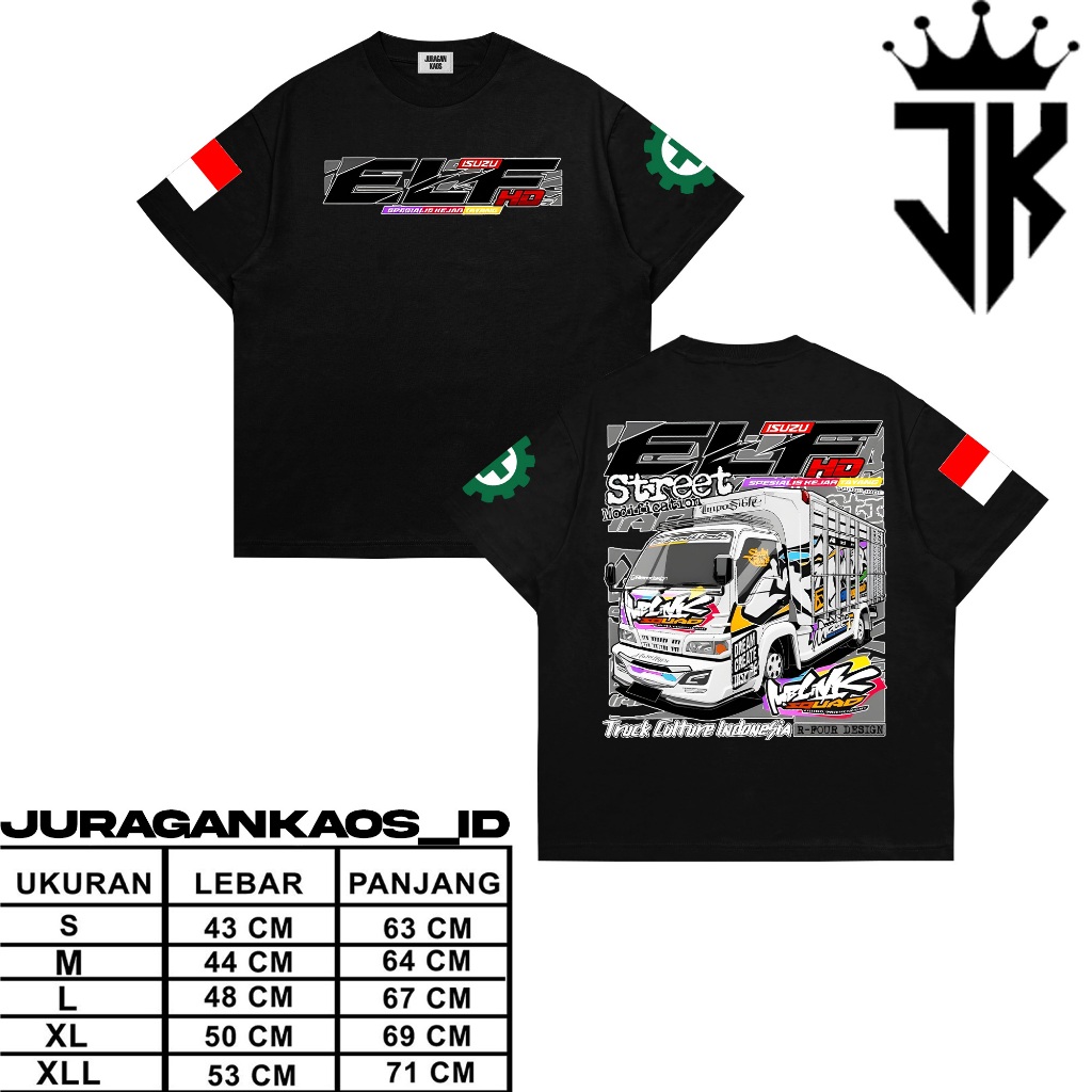 Baju Kaos Truk Elf Mania Truck Isuzu Elf  Lengan Pendek Katun Unisex