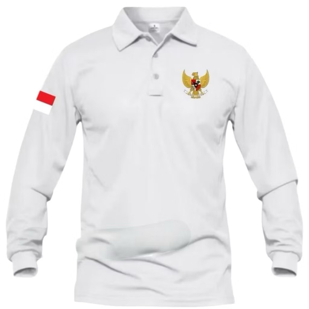 [[BORDIR GARUDA DAN BENDERA]] Baju polo lengan panjang/Baju polo agustusan