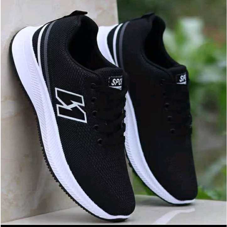 ZDN Sepatu Sneakers Pria Putih Hitam Keren