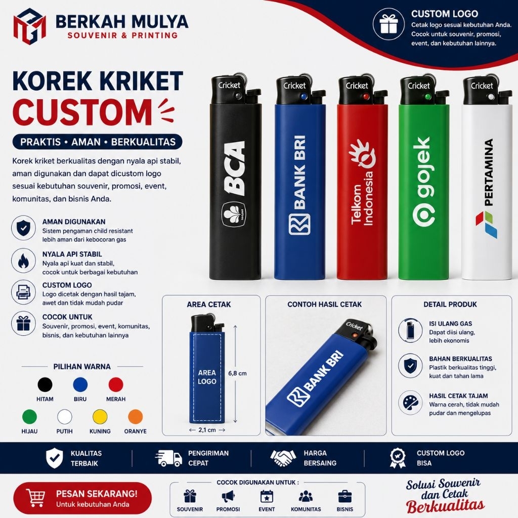 korek criket custom nama logo/ korek criket custom sovenir perusahan/korek criket seminar perusahan