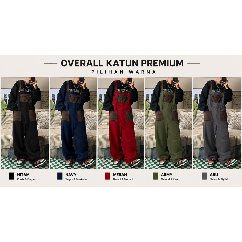 OVERALL JUMPSUIT CELANA DEWASA KODOK DENIM LONGGAR UNISEX