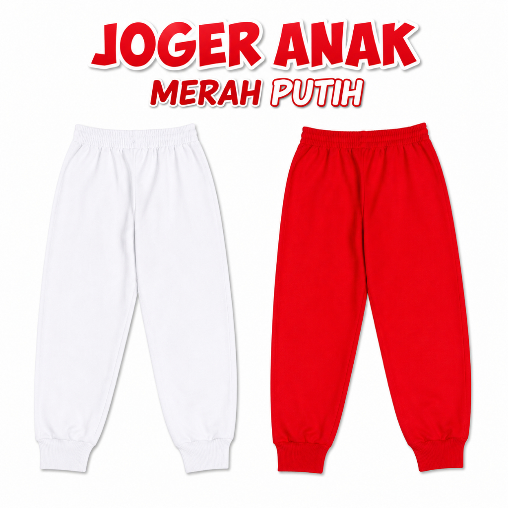 Jogger polos Anak Merah Putih Joger Anak Celana Harian