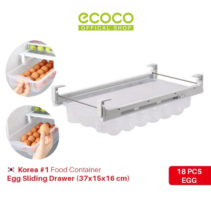 Silicook Food Container Egg Sliding Drawer (37*15*16 cm) -tempat telur di kulkas untuk 18 pcs telur 