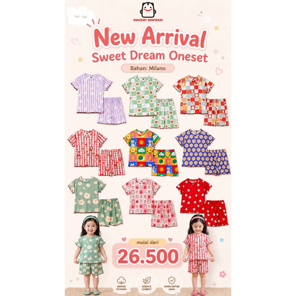 BALLOONS Setelan Baju Anak Perempuan Oneset 1 - 5 Tahun Bahan Milano Sublim