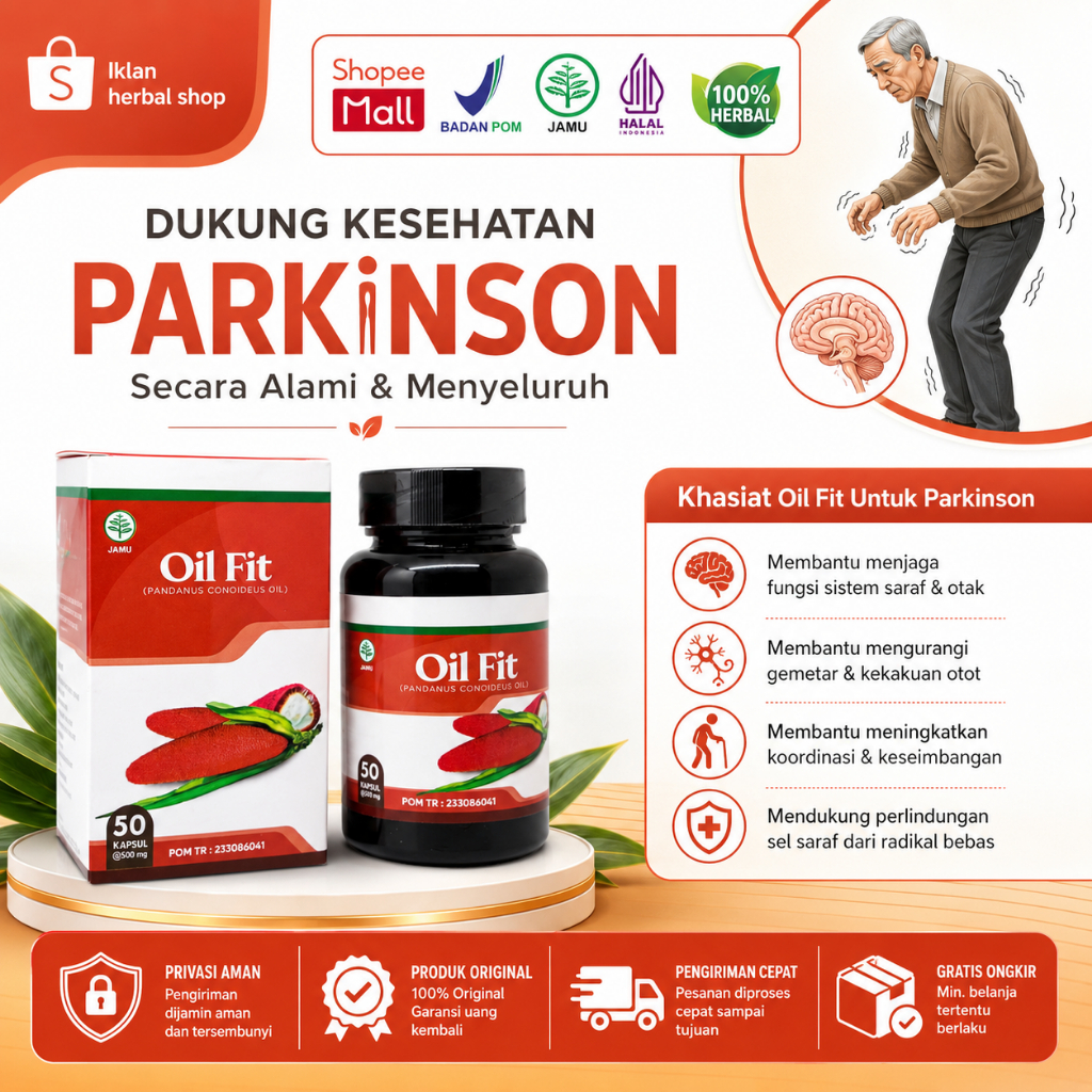 Obat Parkinson Tremor Tringger Fringer Jari Tangan Kaku Nyeri Susah Ditekuk Herbal Oil Fit 50 Kapsul