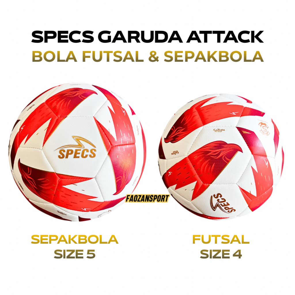 Bola Specs Garuda Attack Size 4 Futsal Size 5 Sepak Bola Original Jahit Mesin Training Match Ball