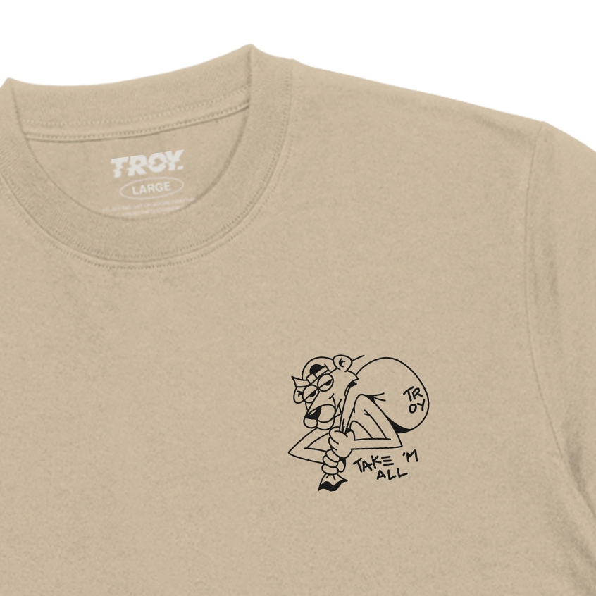 Troy Company T-shirt Beige Take em All - Kaos Pria Lengan Pendek Coklat Beige MTD 3663