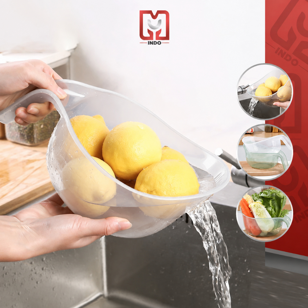 Saringan Pencuci Beras Transparan L03 Wadah Cuci Beras/Buah/Sayur Ekstra Besar Food Grade PP
