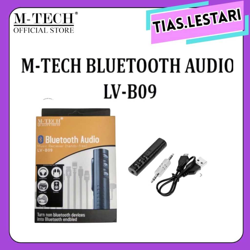 M-TECH Bluetooth wireless audio music reciever car aux 3.5mm Lv-b09