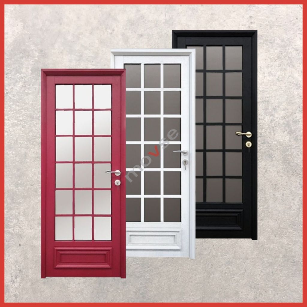 Pintu ALPHAMAX Max 10 - Pintu Aluminium Full Panel Kaca 80x200 cm Merah/Putih/Hitam