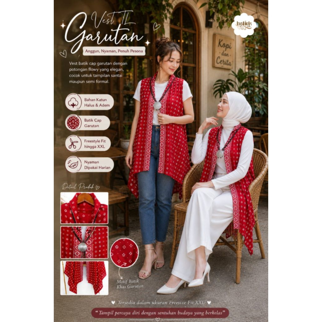 Outer Batik Merah Putih / Cardigan Batik Merah Putih / Kemerdekaan / Bisa Seragam